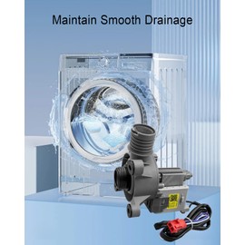 WH11X34742 Washer Drain Pump Assembly Fit for Frigidaire Midea White-Westinghouse Haier, Washing Machine Drain Pump Motor Replace 5304511363 11001011000071 FFTW4120SW