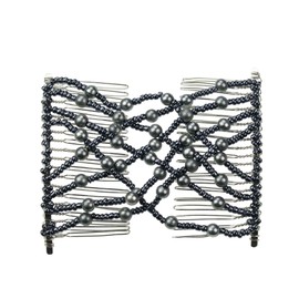 Magic Beads Double Women Stretchy Hair Combs Clips (60 - Gun Metal)