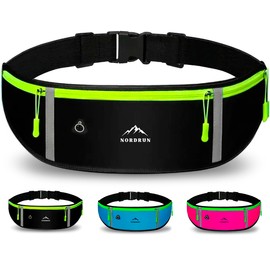 Nordrun® Laufgürtel für alle Handys | Verstellbarer und Wasserdichter Handytasche Joggen | Laufgürtel Handy | Running Belt | Handyhalterung Joggen | Laufen Zubehör | Lauftasche (Schawrz)