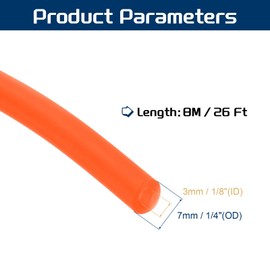 PATIKIL 26 Ft(8M) Rubber Tubing, 1/8"(3mm) ID x 1/4"(7mm) OD Sling Shot Rubber Tubing Natural Latex Rubber Tubing for Exercise Stretching Laboratory Home Hose, Orange