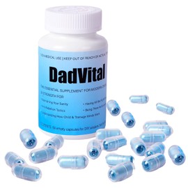 JULEASEL DadVital Funny Dad Gifts for Father’s Day DIY Capsule Bottle with 50 Empty Capsules and 60 Note Papers Unique Joke Gift for Dads, Husbands, First-Time Fathers, Gag Gift Idea for Him