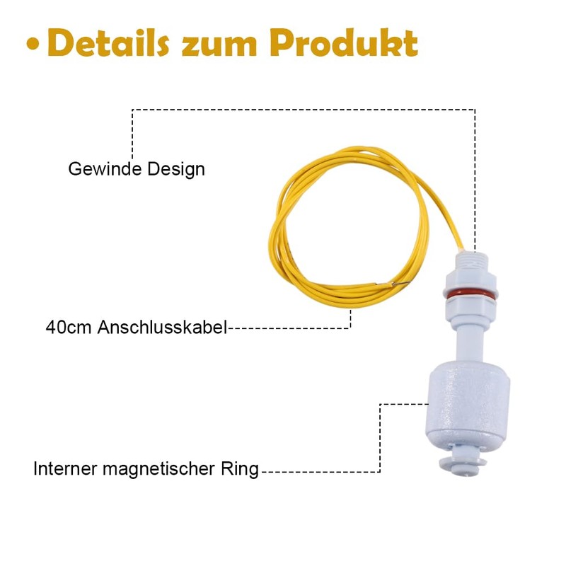 Flüssigkeit Schwimmerschalter,5 Stück Wassertank Pool Flüssigkeitsstandsensor Controller,Wasserstand Sensor für Hydroponics