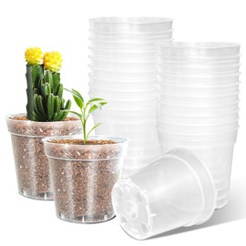 RooTrimmer 3.3" Transparent Seedling Pot Plat Pot, Set of 20, Seeding Pot, Poly Pot, Plastic Pot, Clear