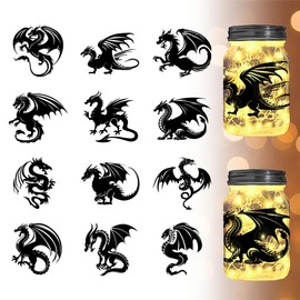 BEUNITONE 12 pcs Dragons Cut Silhouettes Dragons Silhouette Die Cuts Scrapbook Embellishment Vivid Dragons Cutouts Decals Dinosaur for Paper Cuts Glass Wall Not Sticker(Dragon)