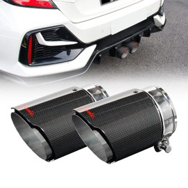 Carbon Fiber Dual Exhaust Pipe Tail Muffler Tip Exhaust Tip Compatible with 10th Gen Honda Civic 2016-2021