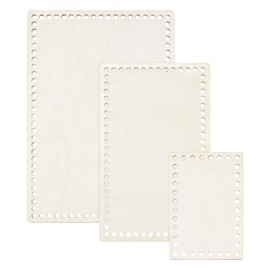 PH PandaHall 3 Size Wooden Basket Bottom Rectangle Blank Natural Crochet Basket Undyed Wood Base Knitting Supplies for DIY Knitting Crochet Yarn Storage Bag Basket Weaving, 5.9/9.8/11.8 Inch