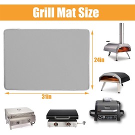 24 x 31 in Heat Resistant Grill Mats for Outdoor Tabletop Grill to Protect Your Prep Table and Outdoor Grill Table, Fire Proof & Water Proof & Oil Proof BBQ Mat - Grey(1mm)