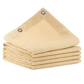 JUNKOGO 90% Shade Cloth for Garden, 10x20 Ft Beige Patio Sun Shade Fabric with Grommets, UV Protection, Outdoor Privacy Screen Shade Screen, Breathable Mesh Tarp Cover for Pergola, Deck, Porch, Pool