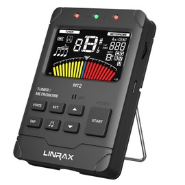 Linrax MT2 Rechargeable Metronome Tuner, 3 in 1 Digital Metronome Tuner Tone Generator for Guitar Bass Ukulele Violin Saxophone Trumpet Clarinet Flute, Voice Beat, Chromatic Tuner for All Instruments