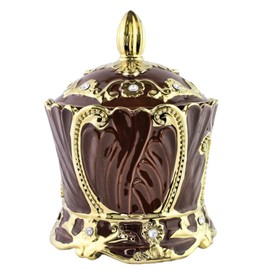 House Of Orishas Oya Porcelain Tureen - Brown with Golden Accents - Classic Style - 7" H x 8.25" W x 6" D