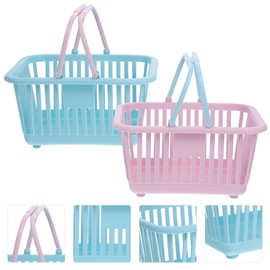 HANABASS Pretend Shopping Basket with Handles, 2Pcs Handheld Grocery Shopping Baskets for Kids' Play, Assorted Colors, PP Material, 6.3 x 5.1 x 3.1 Inches