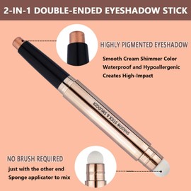 MiaSarah Eyeshadow Stick and Brush, 8colors Copper Shimme 05, Long Lasting, Waterproof, Hypoallergenic, Ideal for Sculpting, Shading & Defining