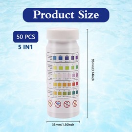 50 Strips Hot Tub Test Strips, 5 In 1 PH Test Strips, Rapid Water Testing Kit for pH, Chlorine, Alkalinity for Accurate Spa, Swimming Pool & Pond Maintenance