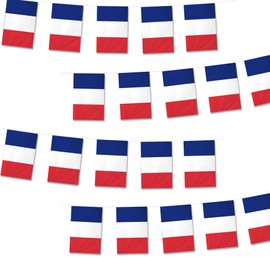 France Flags French Small Mini Hanging Flags Pennant Banner Decorations For Schools,National Sports Events, Grand Opening,Patriotic Festival, Party, 20Ft 20 PCS