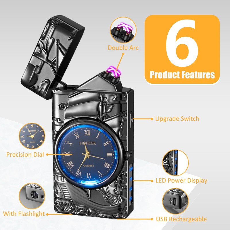 COMANYI Electric Lighter with Plasma Arc, Windproof USB Rechargeable Lighter