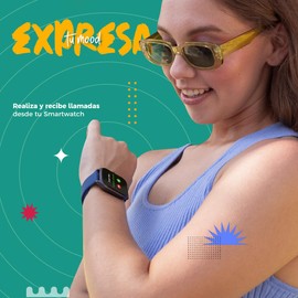 BINDEN - Smartwatch ERA Day, Asistente de Voz, Llamadas, Bluetooth, Notificaciones, Salud y Deportes, Resistente a Salpicaduras, Pantalla 1.96” HD, iOS/Android, +2 Correas de Regalo, Azul