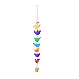 Aditri Creation Set of 4 Indian Traditional Door Hanging 7 Fabric Birds Tota String with Bell Decoration for Home Wall Temple Bedroom Kids Room Decor Decorations Gift (Size :- 12 Inches Approx)