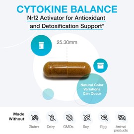 XYMOGEN XYMOGEN Cytokine Balance (Formerly Nrf2 Activator) for Antioxidant and Detoxification Support - Green Tea Extract, Trans-Pterostilbene, Turmeric Extract, Glucoraphanin (60 Capsules)