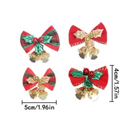 Bowknot Ornament, 8 Pcs Christmas Bow with Bells for Christmas Tree Ornaments, Craft Making, Xmas Hanging Ornaments (4 Style)