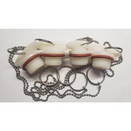 Hart's Hearth & Homestead Propane LP BBQ Grill Tank Valve Threaded Plugs with Chain Tethers, 4-Pack, Fits 20-40 lb Cylinders, Made in USA