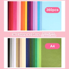360 Sheets of Tracing Paper Colourful 36 Colours A4 Tissue Paper Packaging Material Craft Paper Colourful 17 g/m² Tissue Wrapping Paper for Christmas Birthday Packaging Wedding Decoration