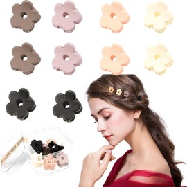 10Pcs/Box Mini Flower Hair Claws Clips, Multicolor Cute Flower Claw Clips for Thick Long Hair Mini Claw Styling Securing Hair for Women