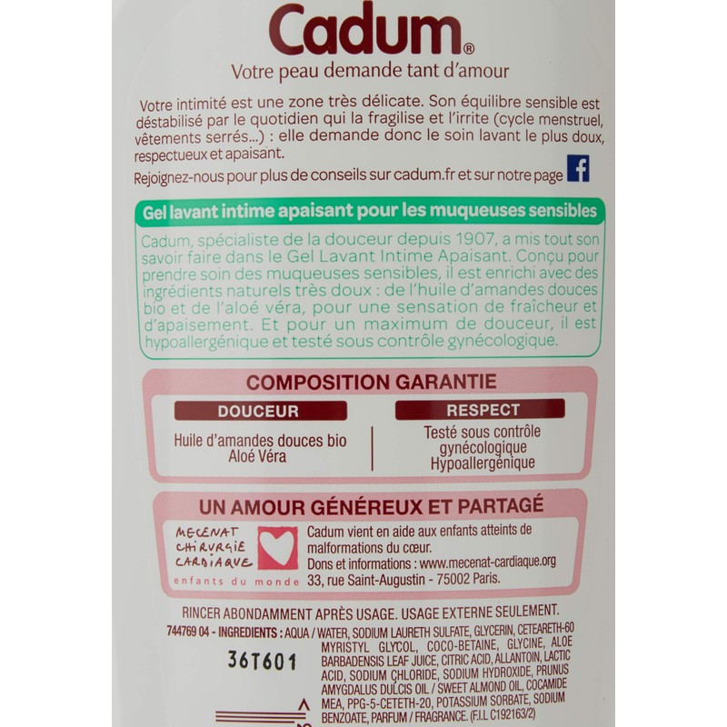 CADUM - Soin intime - Gel Apaisant Toilette Intime -