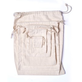 Reusable Eco Friendly 8x12 inches Cotton Canvas Thick Double Drawstring Muslin bags (Natural Color)"Premium quality Eco-friendly"-25 Count Pack