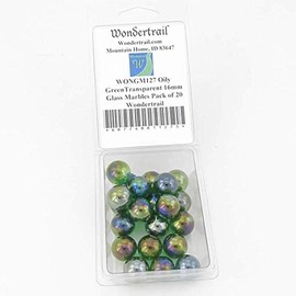 Oily GreenTransparent 16mm Glass Marbles Pack of 20 Wondertrail