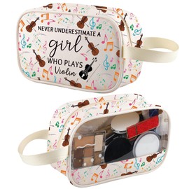 XYANFA Violin Makeup Bag Violinist Gifts Violin Player Gift Music Teacher Gift Musician Cosmetic Bag A Girl Who Plays Violin (PLAYS Violin t-m)