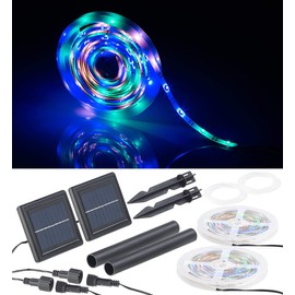 Lunartec Solar LED Strip, Set of 2 Solar LED Strips, 90 LEDs in Pink, Green & Blue, 3 m, IP65 (Solar LED Strips, Solar Light Strip, Christmas Tree Lighting Wireless)