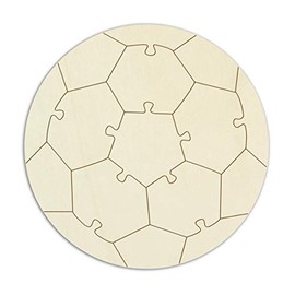 Wooden Puzzle "Football" Design and Paint Yourself – 16 Pieces, Approx. Diameter 29 cm – Empty Blank Wooden Puzzle with Puzzle Template