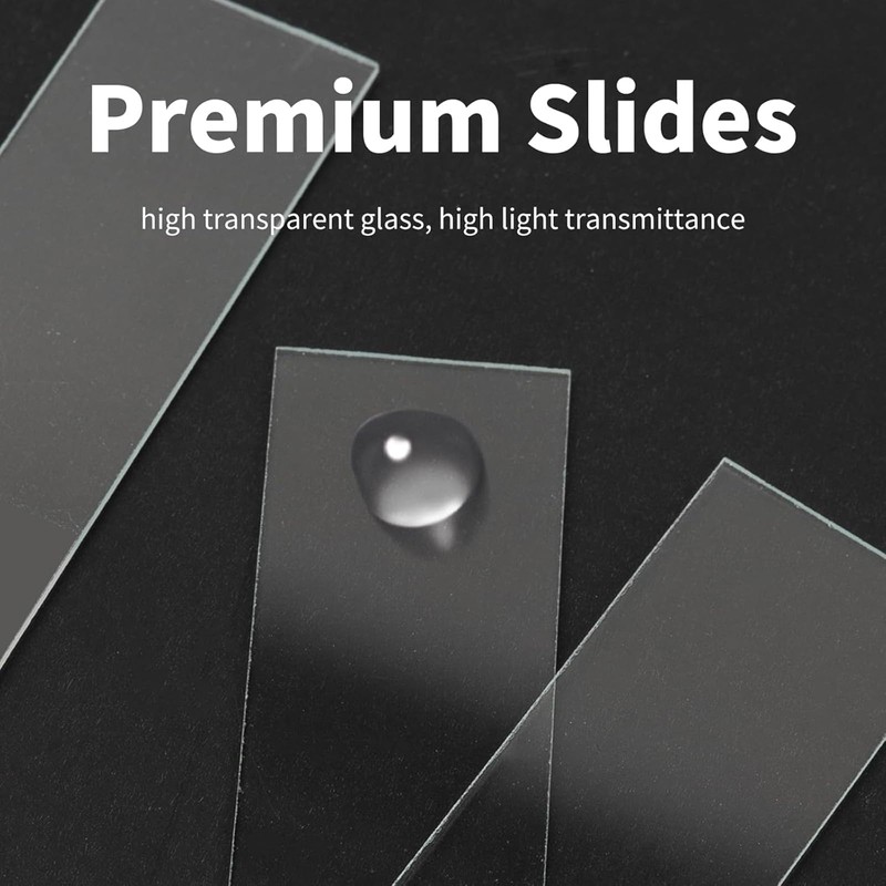 50 Pcs Pre-Cleaned Microscope Slides, 100 Pcs Cover Glasses, Prepared
