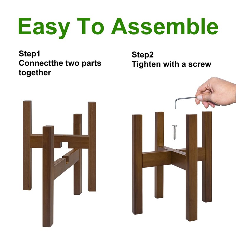 Rnined Adjustable Plant Stand Indoor,Bamboo Mid Century Modern Plants Stands,