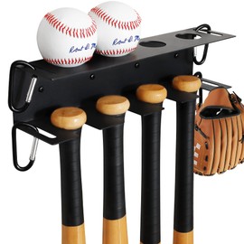 MIUONO Baseball Bat Wall Mount, Baseball Holder and Bat Rack for Wall Display