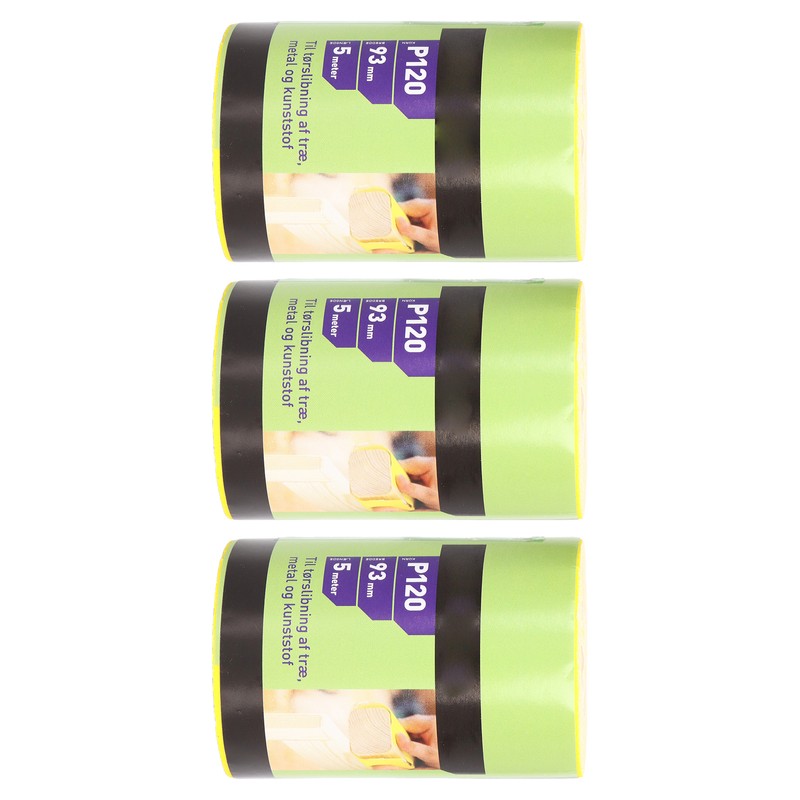 3 Rolls Sandpaper Roll 120 Grit Abrasive Sheet Polishing Grinding