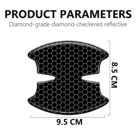 JNNJ Pack of 4 Car Door Handle Shell Protector, Universal Car Door Handle Protective Film, Recessed Grips, Reflective Car Door Cup Protector Protects Handlebars from Scratches (9.5 x 8.5 cm)