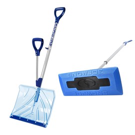 Snow Joe Shovelution Snow Shovel with Spring Assist and Telescoping Broom, Blue