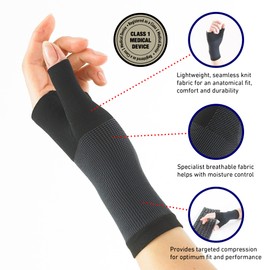 Neo-G Wrist and Thumb Support for Arthritis, Joint Pain, Tendonitis, Sprain - Wrist Brace Wrist Compression Hand Support - S - Black