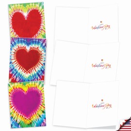 The Best Card Company - 20 Assorted Valentine's Day Cards Bulk (4 x 5.12 Inch) - Boxed Greetings (10 Designs, 2 Each) - Tie-Dye Hearts AM9162VDG-B2x10