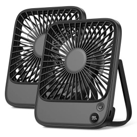 TOPK Desk Fan  2-Pack 5000 Rechargeable Silent Thin Personal Desktop Table Fan