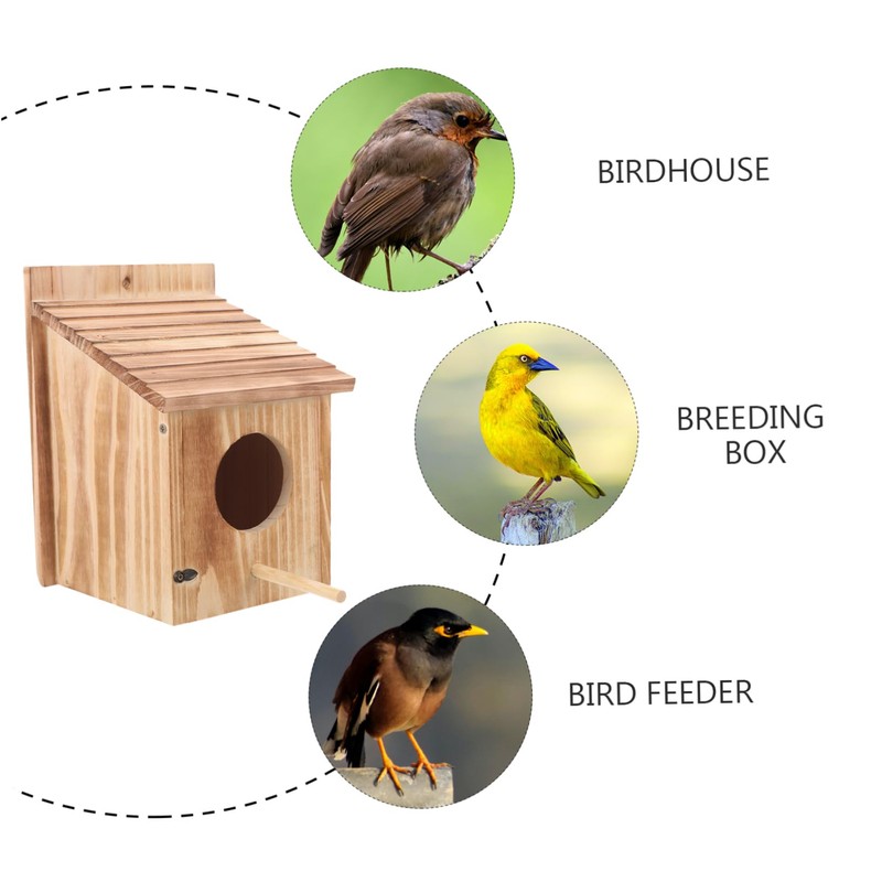 BUGUUYO Wooden Bird House Nesting Box for Birds Outdoor Feeding