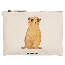 Mr. & Mrs. Panda Meerkat Make-Up Bag, White, Hand Drawn