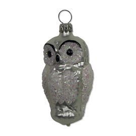 Lauschaer Glas Christbaumschmuck Eule weiß matt Christbaumschmuck mundgeblasen,handdekoriert