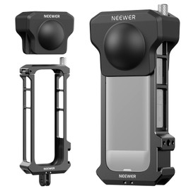NEEWER X4 Action Camera Cage Case with Folding Fingers Compatible with Insta360 X4, Video Recording Rig, Aluminium Alloy Frame with Lens Cap, No Assembly, AC010