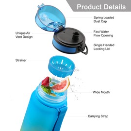 UZSPACE 1.5 L Sports Water Bottle, BPA-Free, Large Water Bottle, 1,500 ml, Leak-Proof Water Bottle for Sports, Cycling and Outdoor Activities