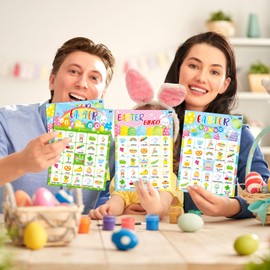 Generic Easter Bingo Game Card 24 Players Easter Alphabet Bingo Game for Party Spring Holiday Family Party Game Easter Party Favors