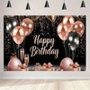 BlissYard Rose Gold and Black Happy Birthday Banner Backdrop Large