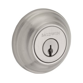 Baldwin Reserve 9BR3850-006 Traditional Round Low Profile Double Cylinder Deadbolt, Satin Nickel