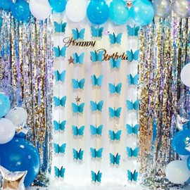 Gradient Color Paper Butterfly Hanging Garland - Color Option: Blue